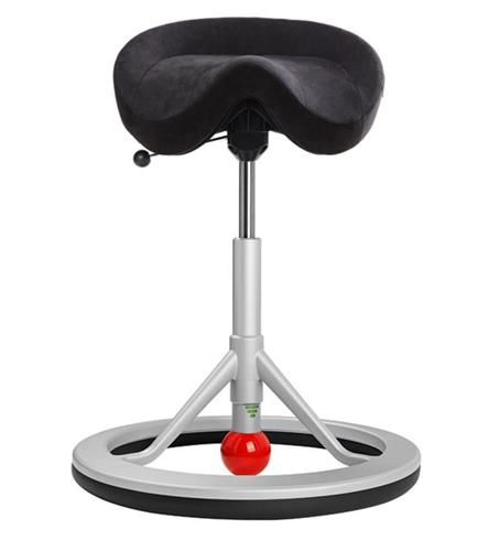 BackApp 2.0 sadel stol, tyg: grå alcantara. metall: grå.   red ball